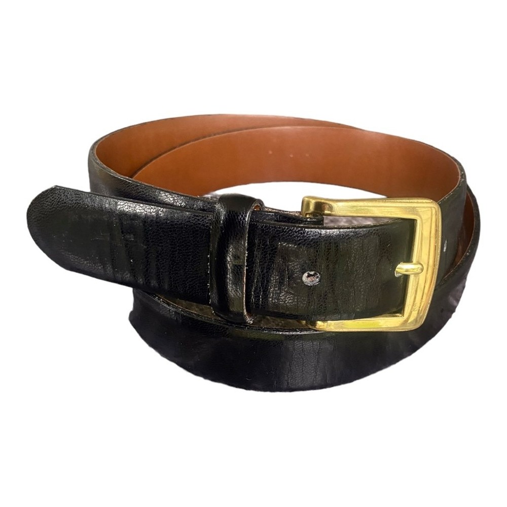 Van Heusen Mens Split Leather Dress Belt Black Brass Buckle Casual 34